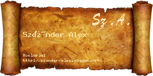 Szünder Alex névjegykártya